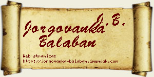 Jorgovanka Balaban vizit kartica